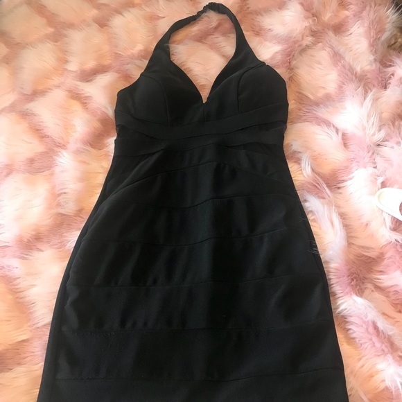 Black halter cocktail dress - Picture 2 of 2